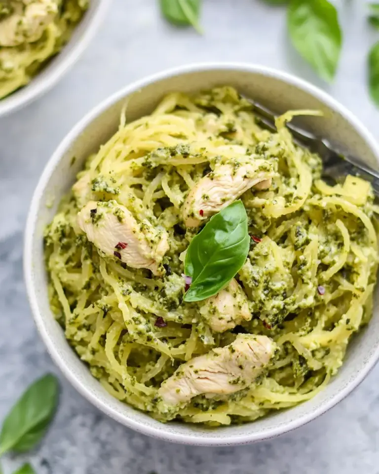 Homemade Chicken Pesto Spaghetti Squash (Paleo, Keto, Whole30) photo