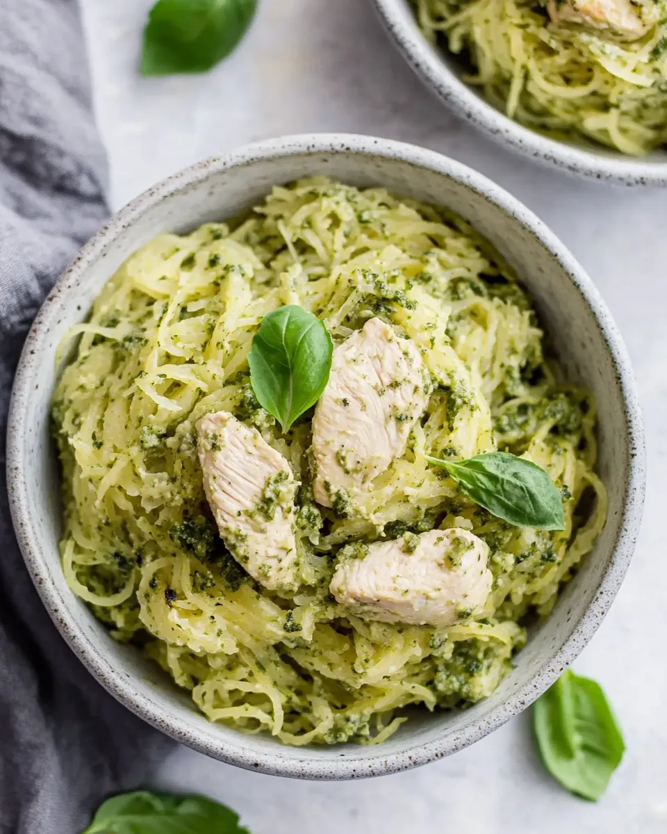 Classic Chicken Pesto Spaghetti Squash (Paleo, Keto, Whole30) image
