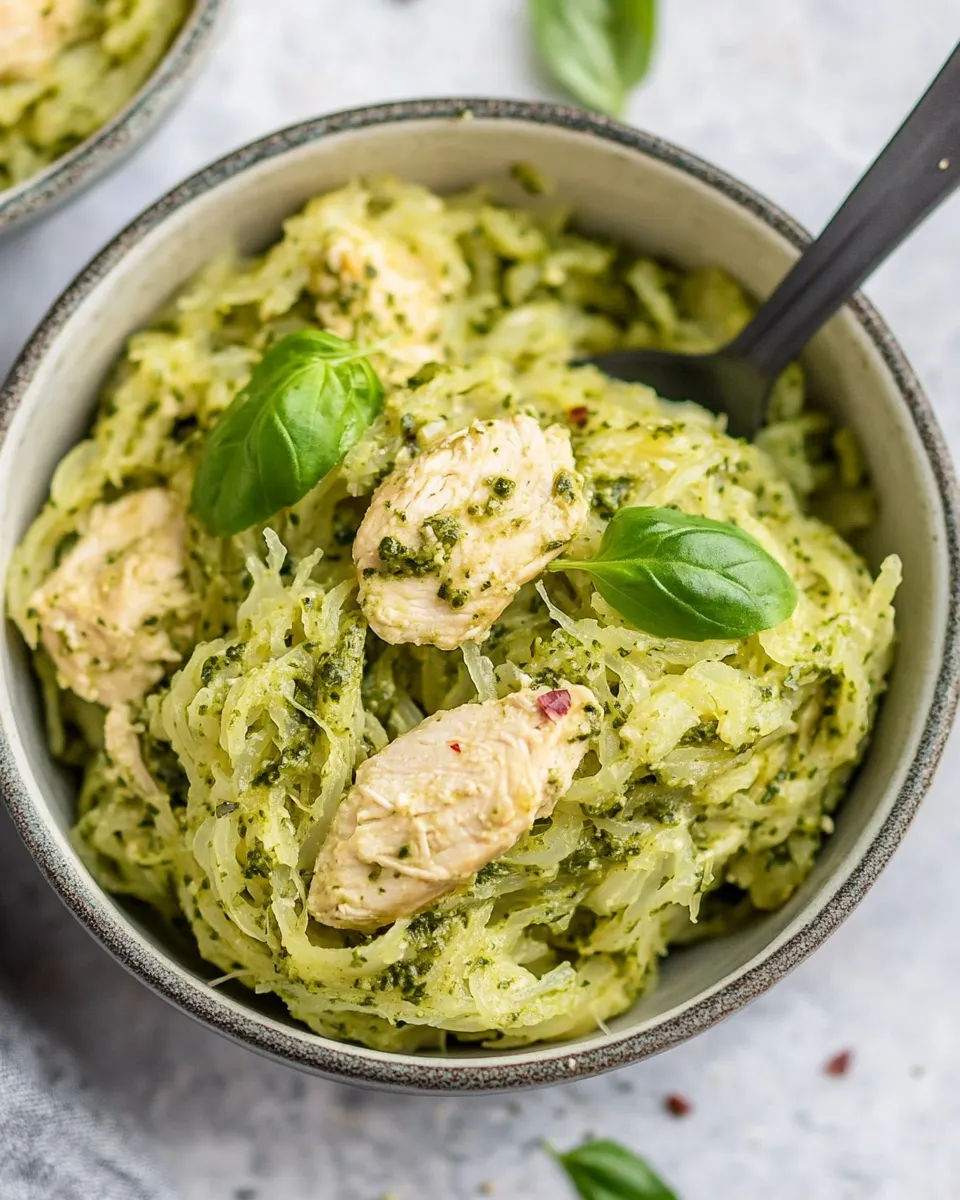 Easy Chicken Pesto Spaghetti Squash (Paleo, Keto, Whole30) recipe image