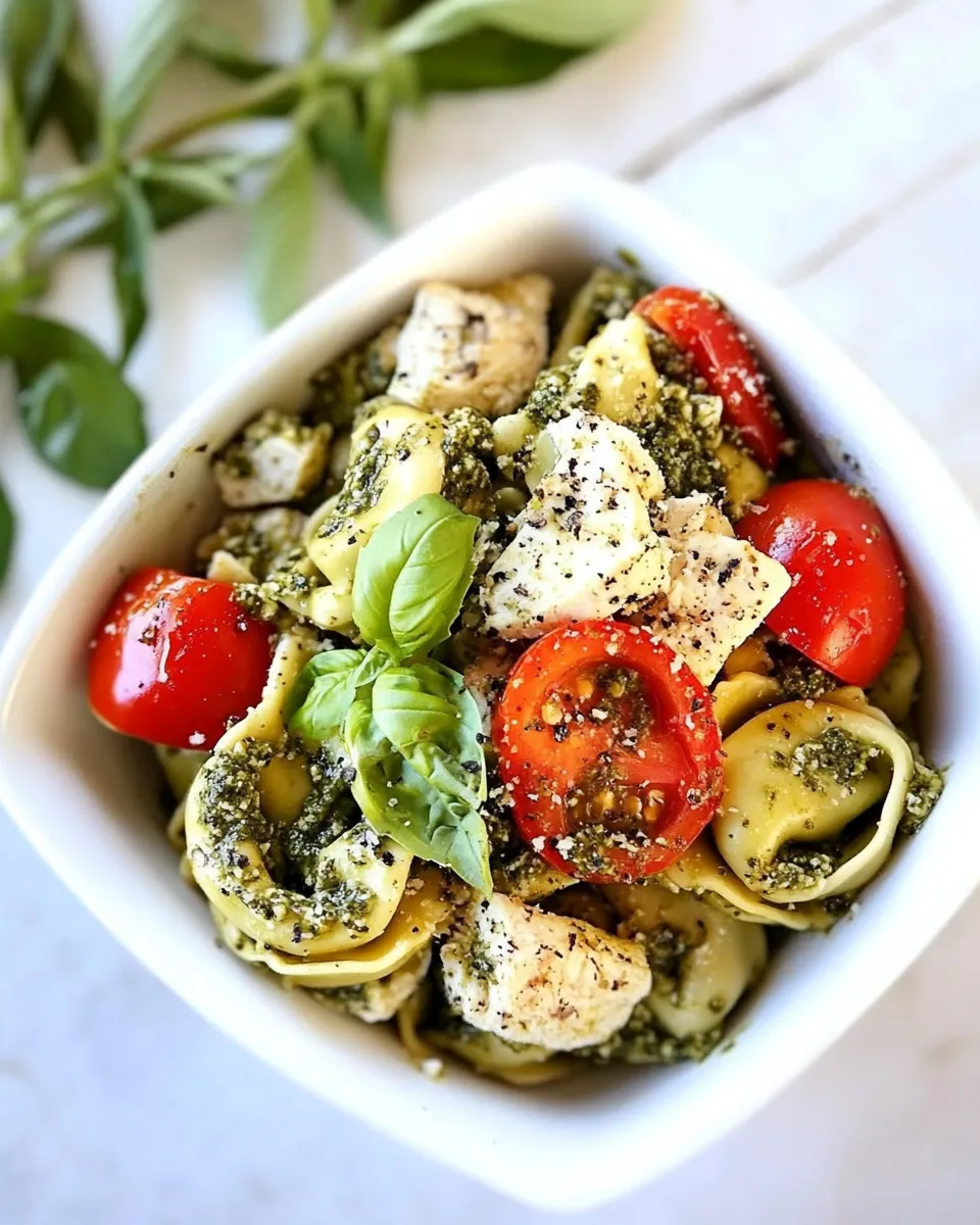 Delicious Chicken Pesto Tortellini shot
