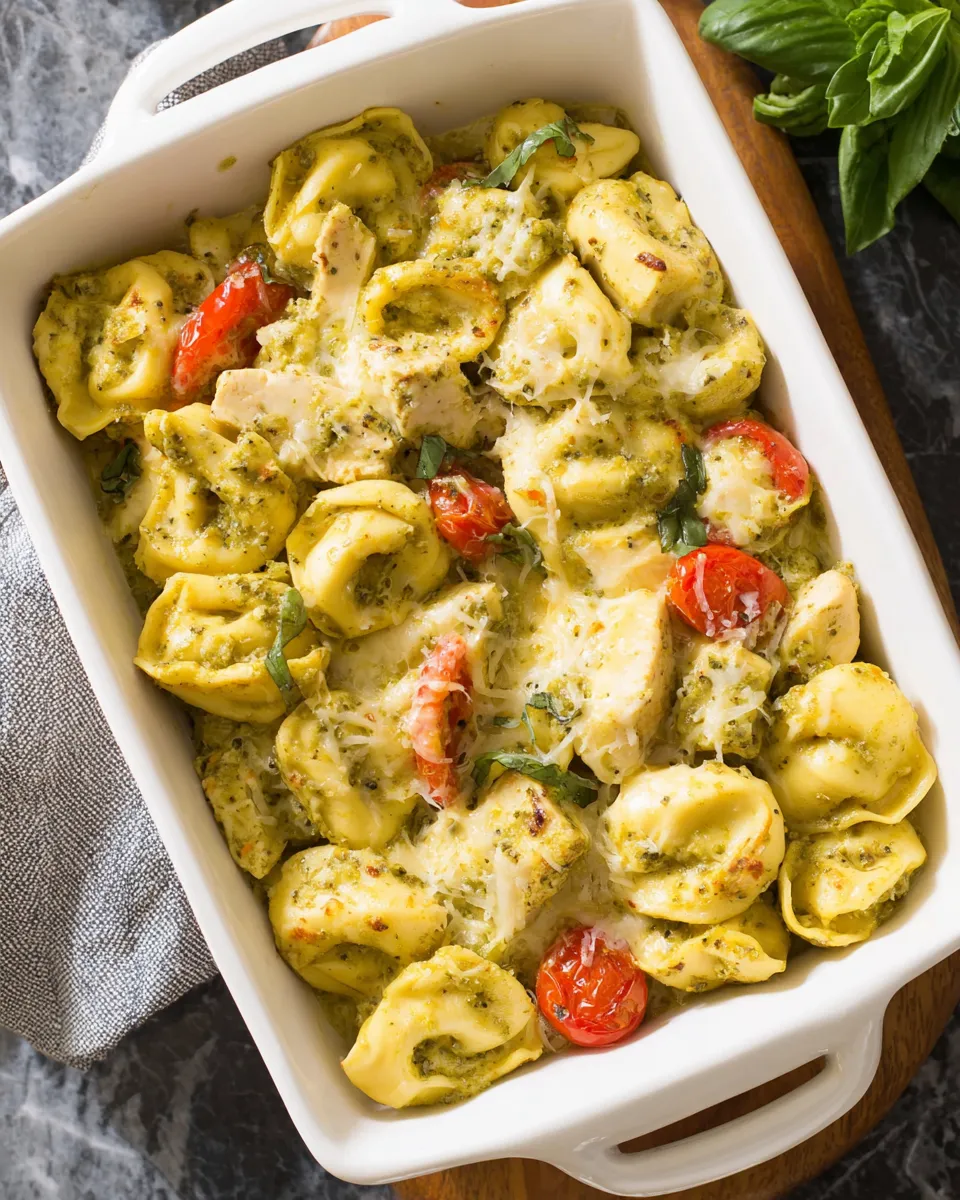 Classic Chicken Pesto Tortellini Bake dish photo
