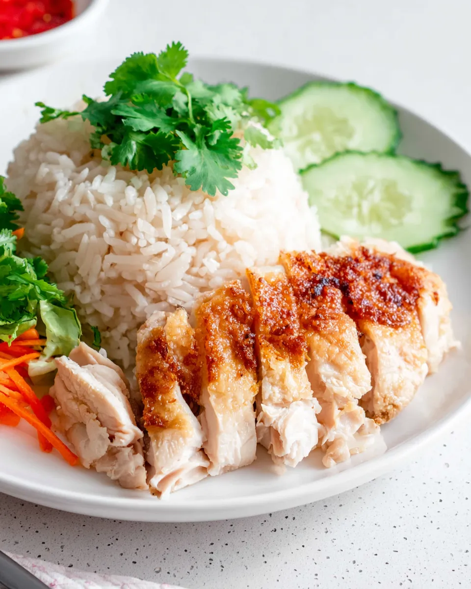 Healthy Chicken Rice food shot