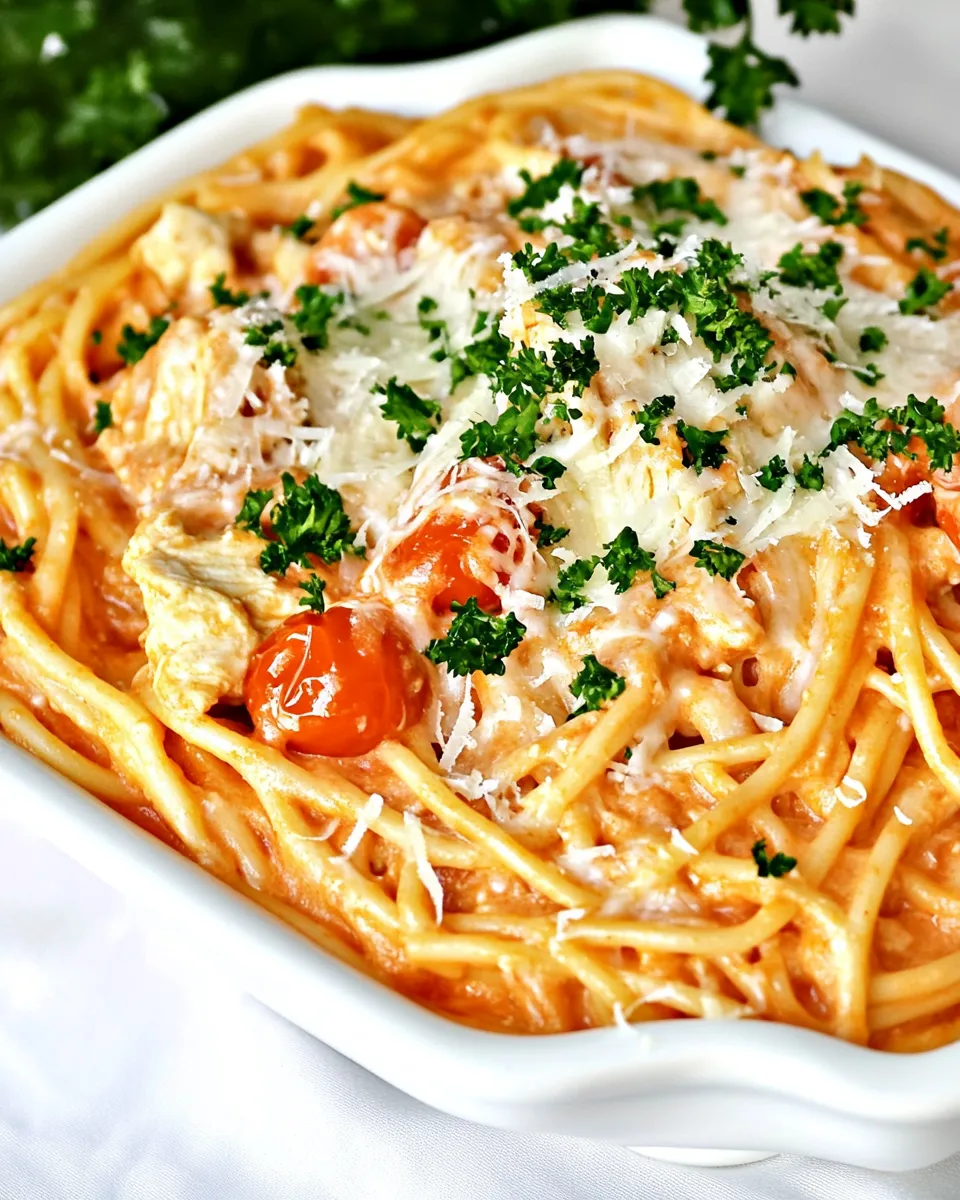 Delicious Chicken Spaghetti Recipe with Rotel Tomatoes shot