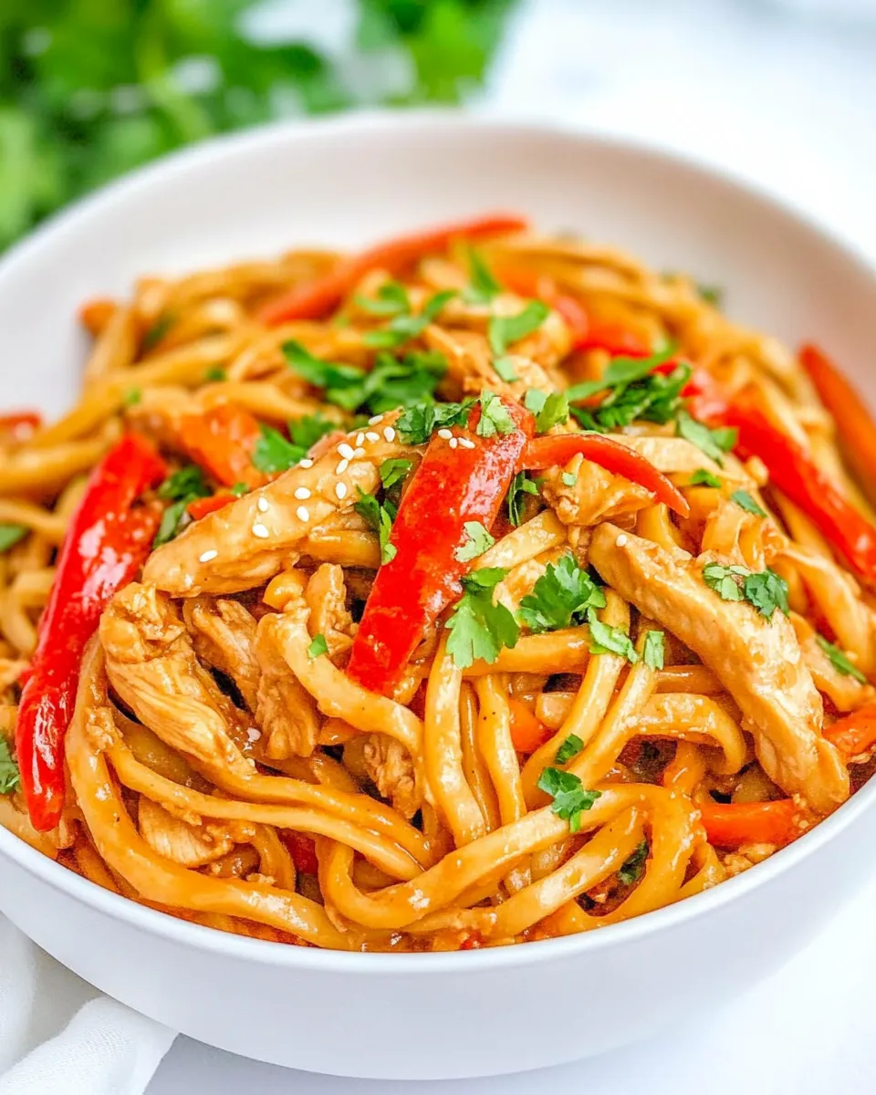Delicious Chicken Stir Fry with Noodles food shot