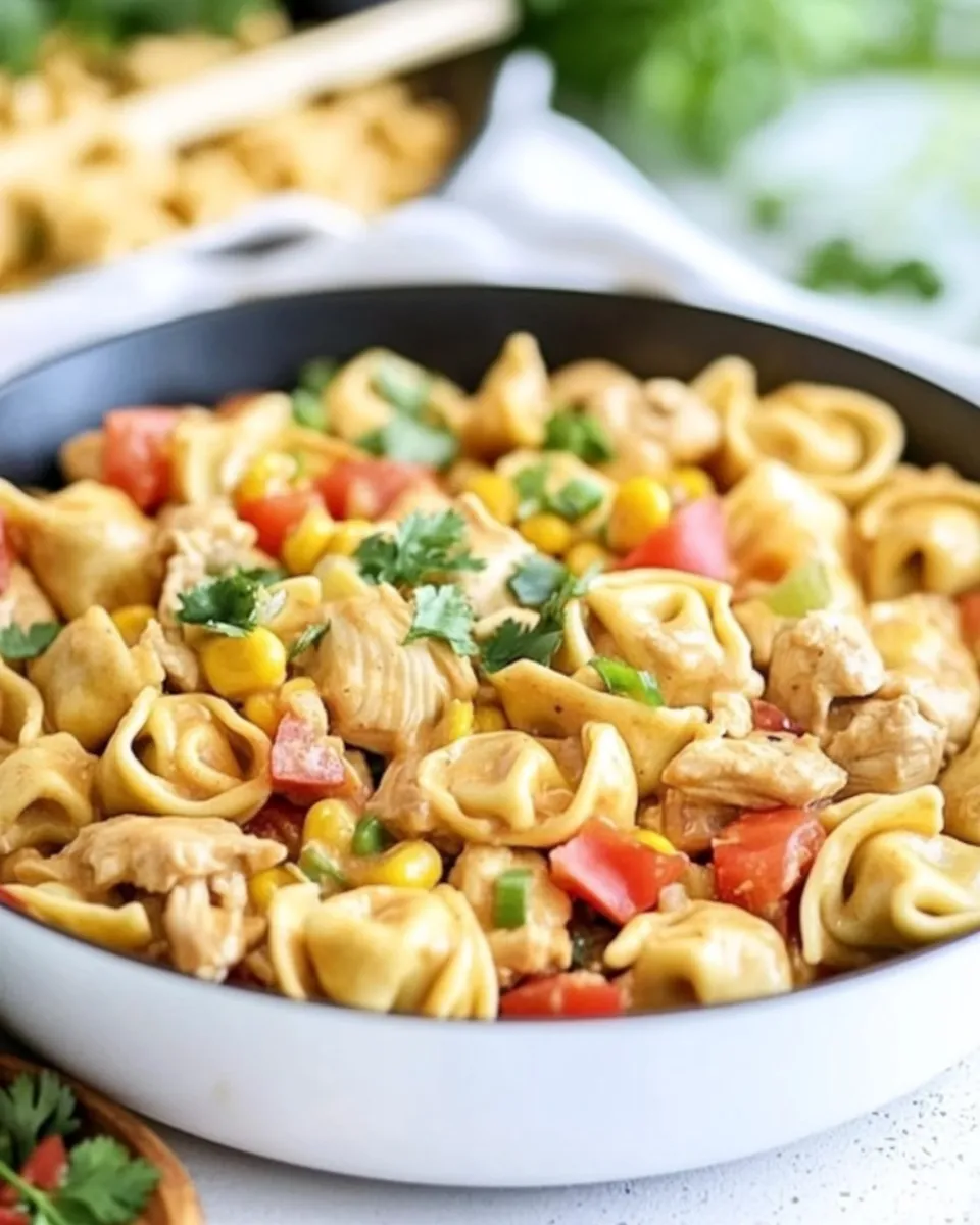 Delicious Chicken Taco Tortellini Skillet plate image