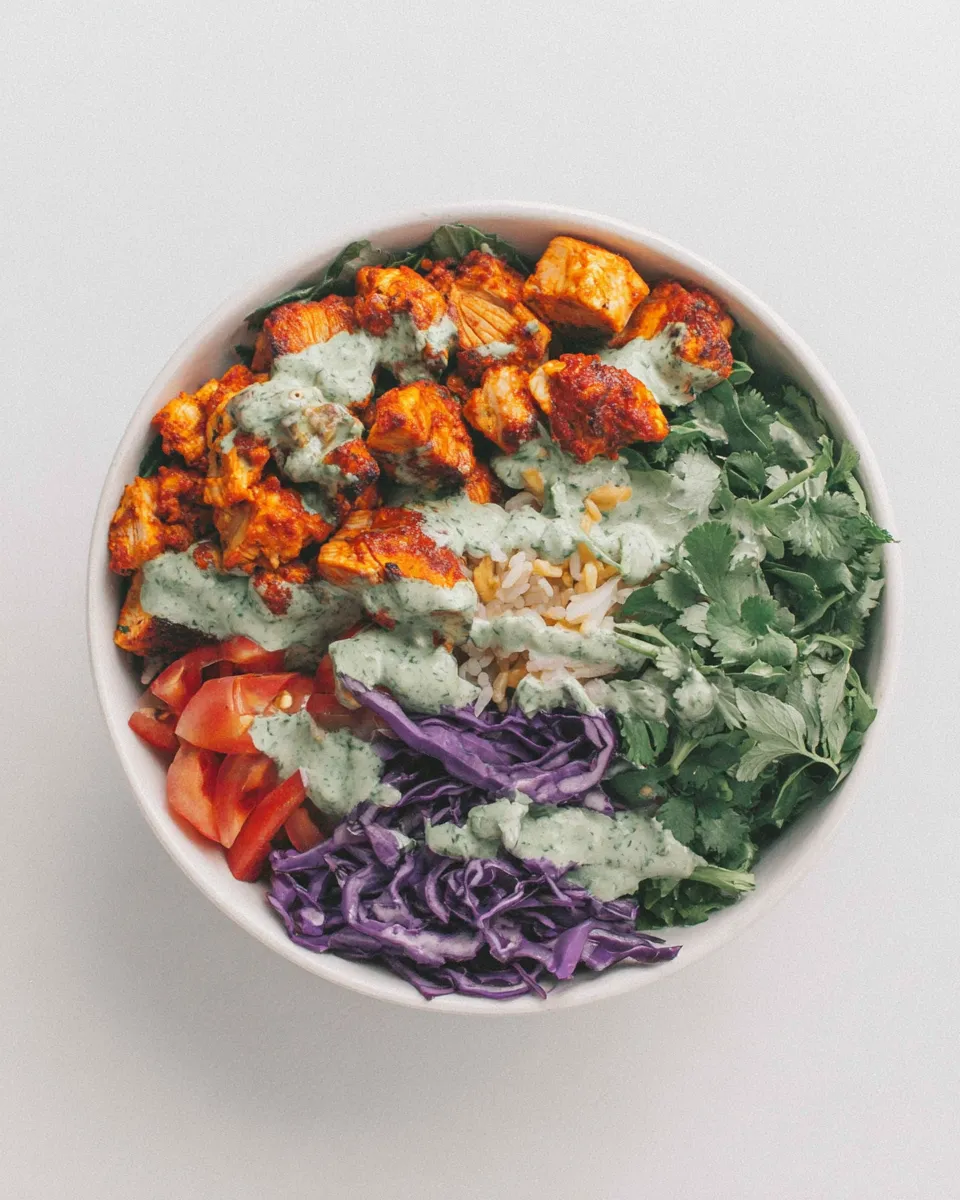 Classic Chicken Tandoori Bowl with Minty Indian Yogurt Dressing Recipe image