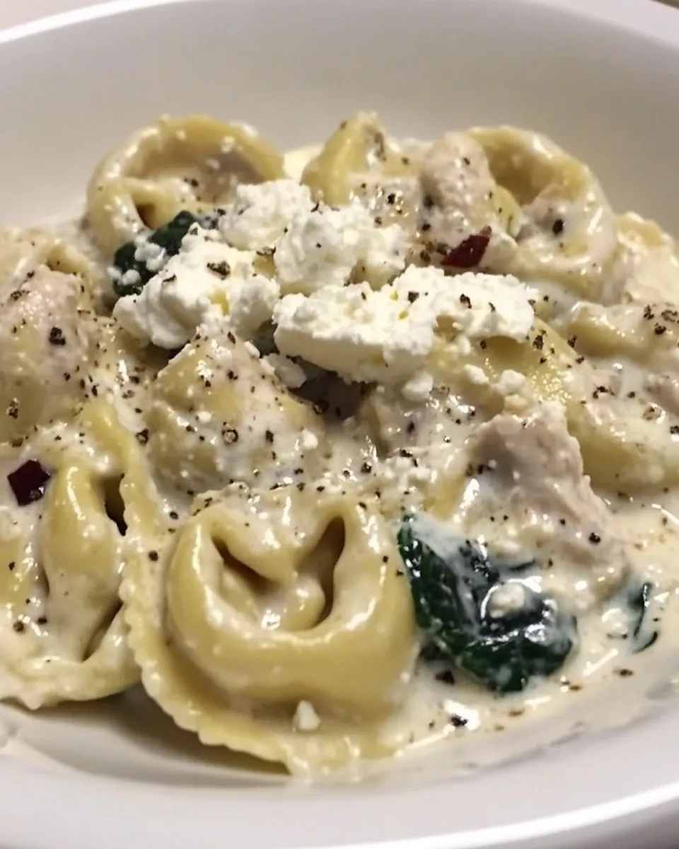 Delicious Chicken Tortellini with Feta Cream Sauce shot