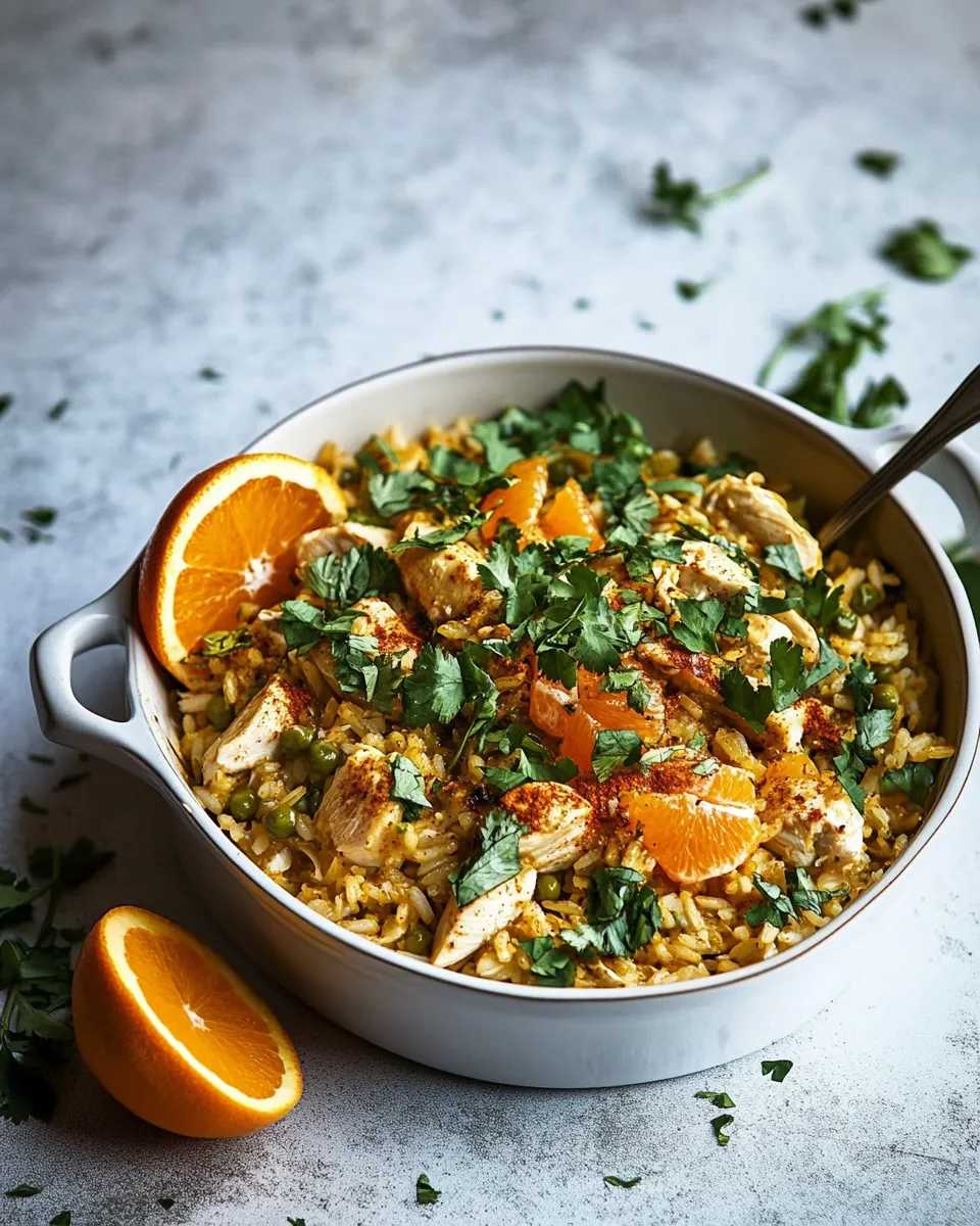 homemade Chicken & rice pilaf with orange & spices photo