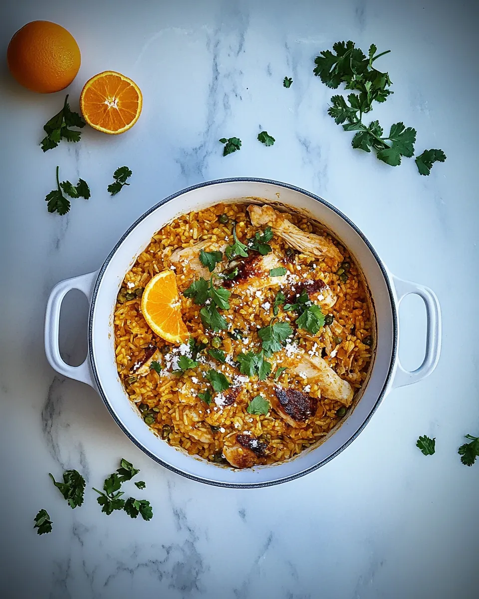 delicious Chicken & rice pilaf with orange & spices shot