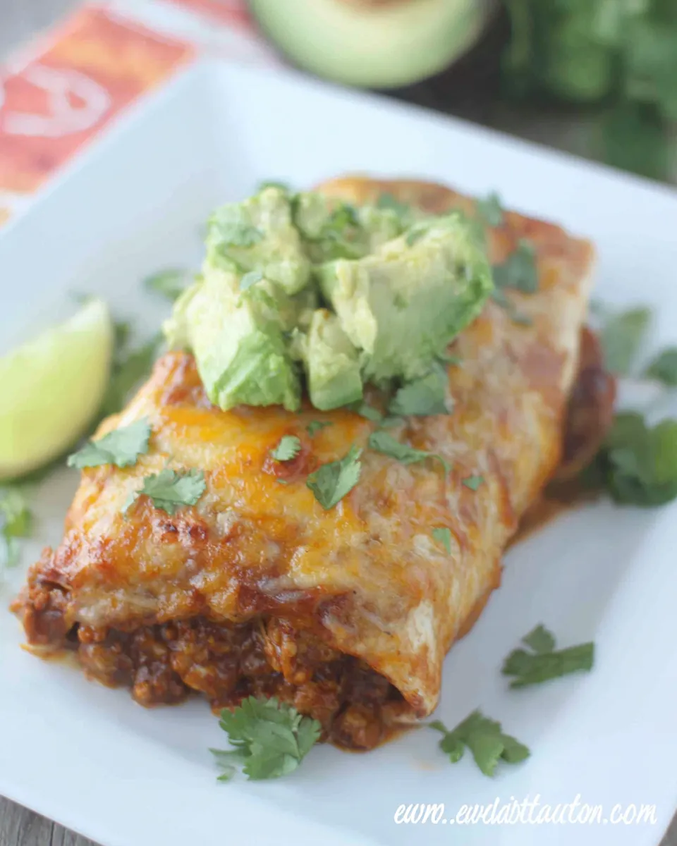 Easy Chicken and Avocado Baked Burritos recipe image
