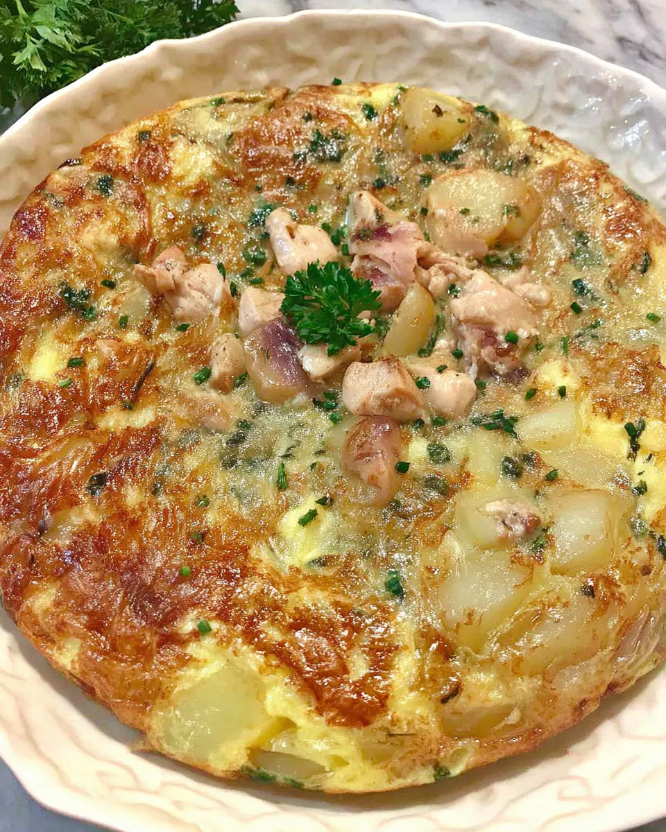 Homemade Chicken and Potatoes Tortilla food shot