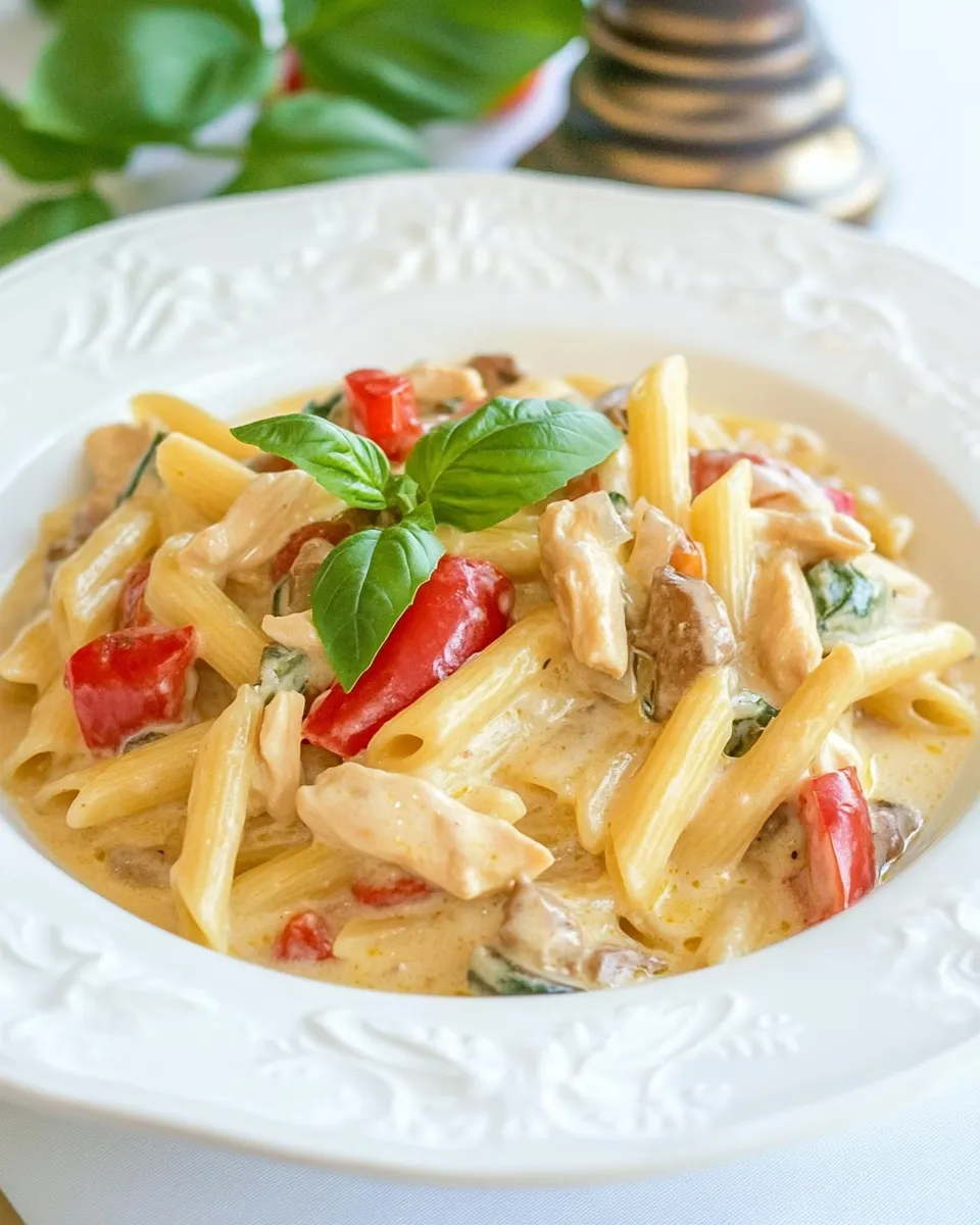 Easy Chicken and Vegetable Penne Alfredo recipe photo