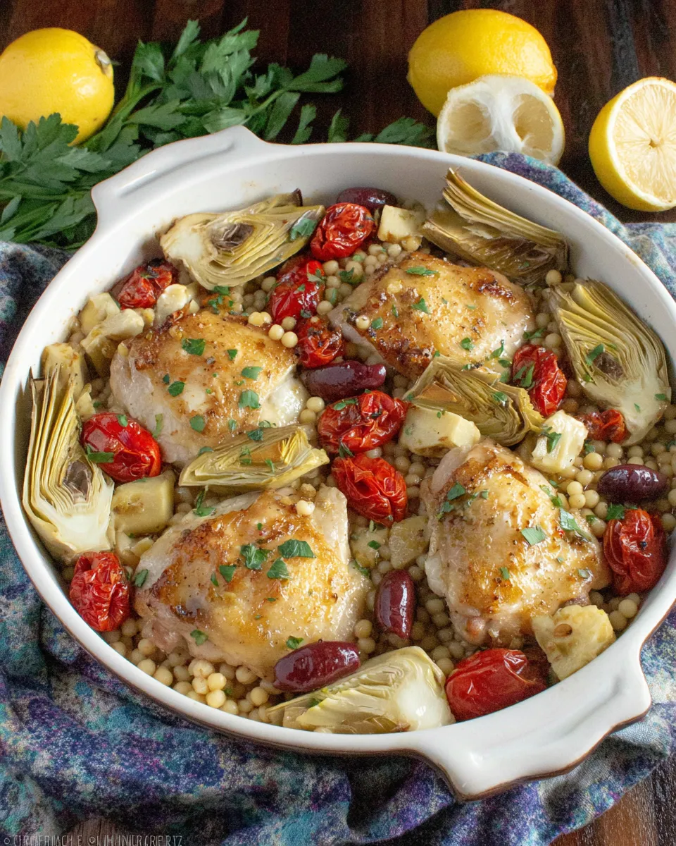 Easy Chicken with Artichokes and Israeli Couscous recipe photo