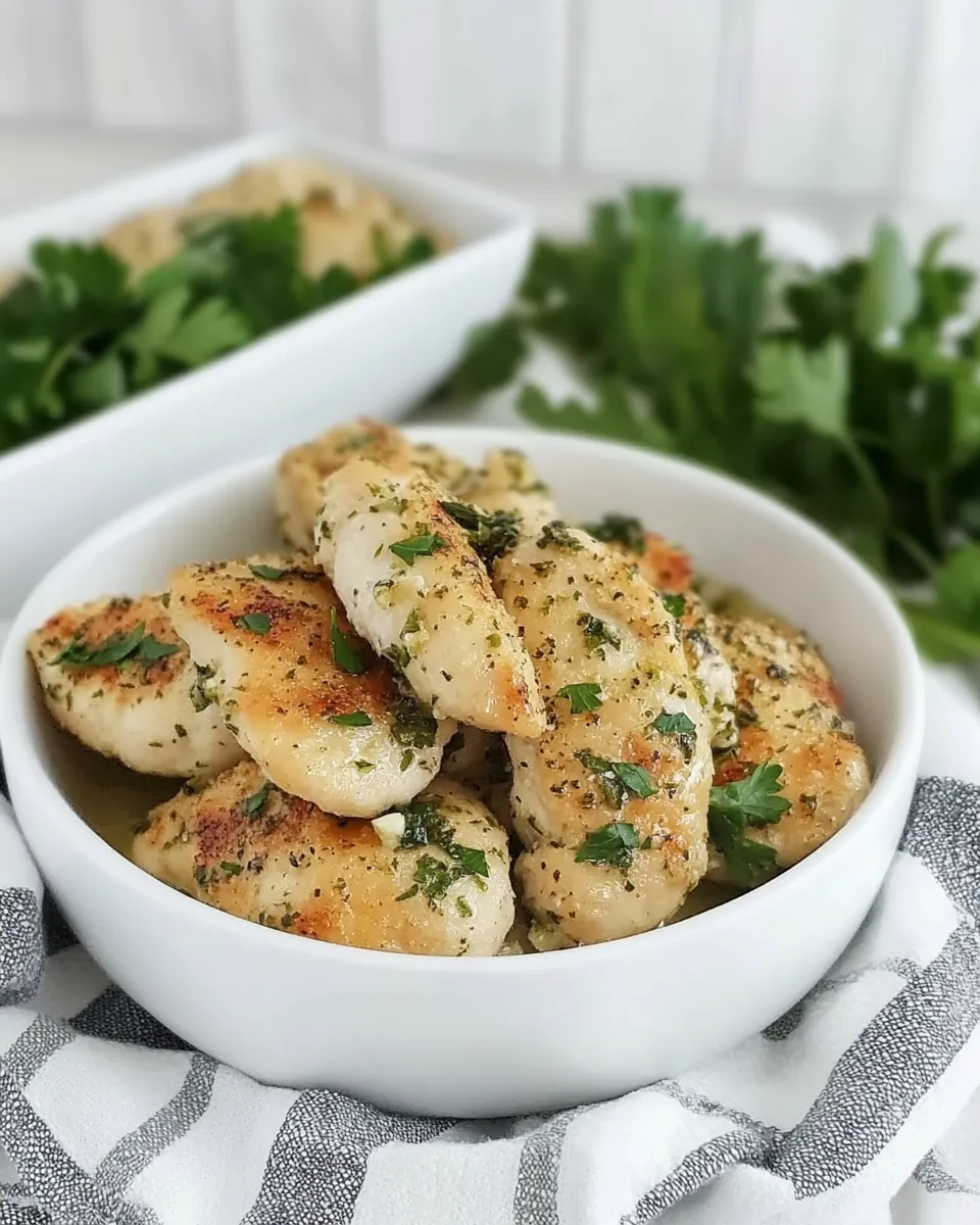 Delicious Chicken with Garlic and Parsley food shot
