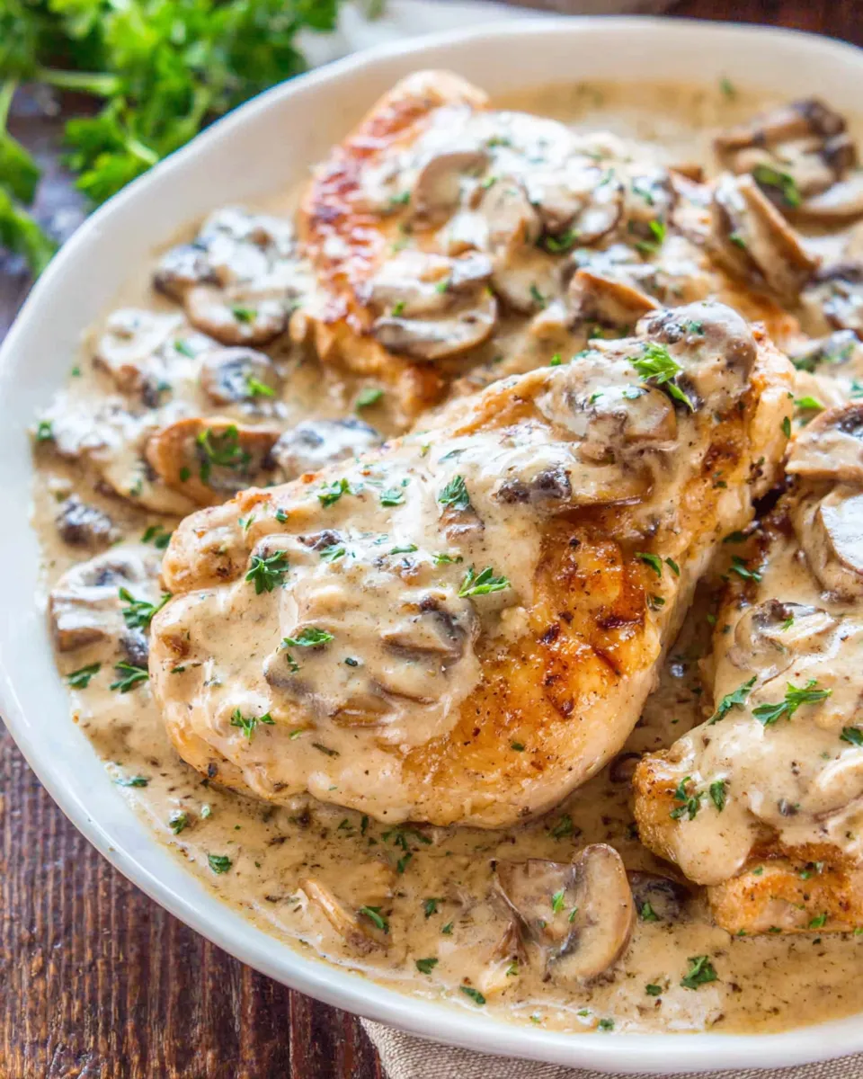 Homemade Chicken with Mushroom Cream Sauce photo