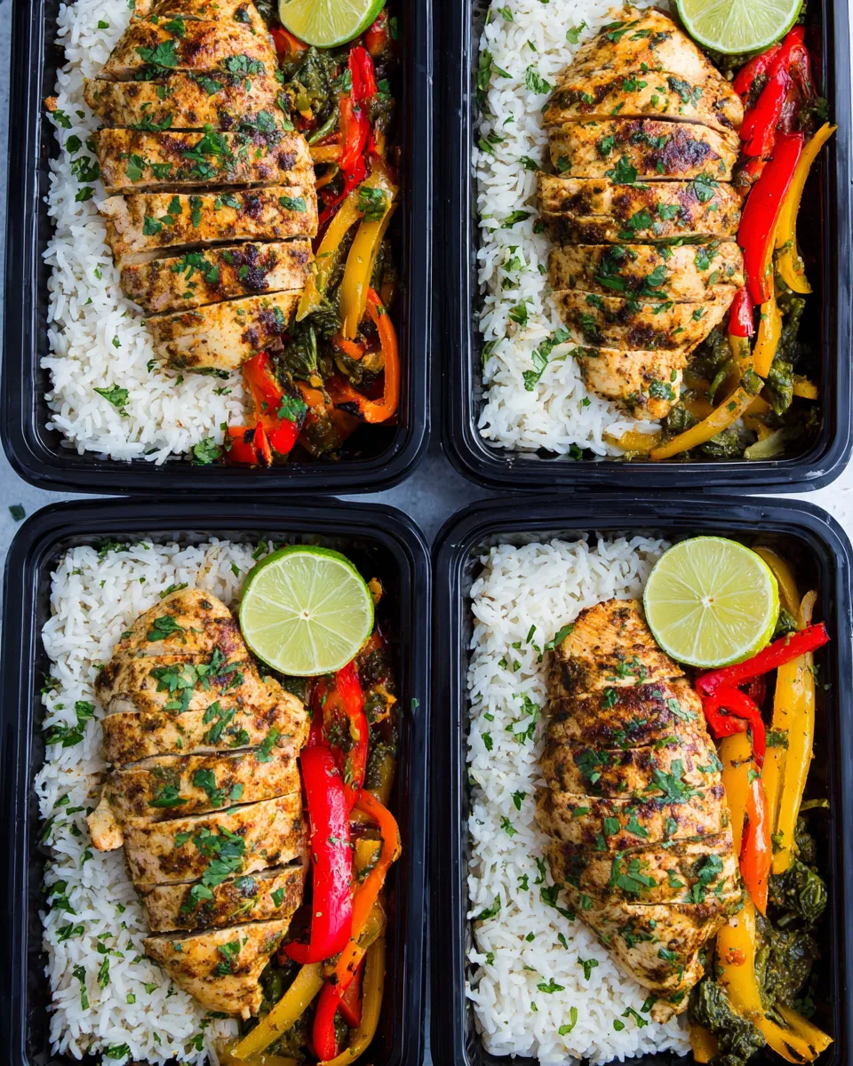Homemade Chili Lime Chicken and Rice Meal Prep Bowls photo