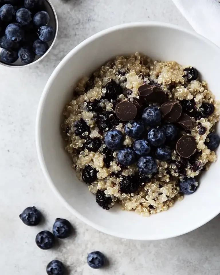 Homemade Chocolate Chip Blueberry Breakfast Quinoa. photo