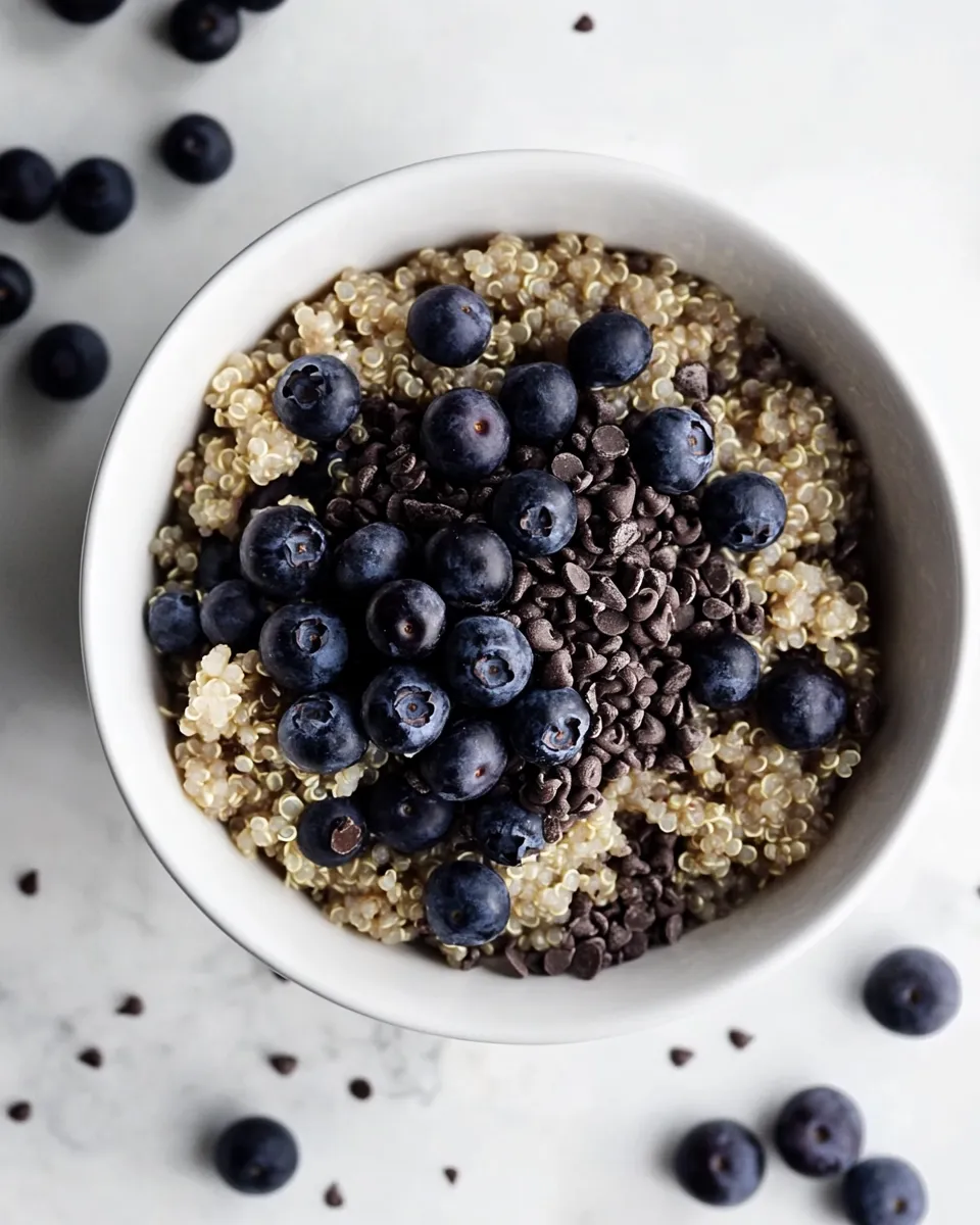 Easy Chocolate Chip Blueberry Breakfast Quinoa. recipe image