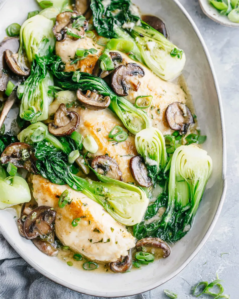 Classic Coconut-Poached Chicken with Bok Choy and Mushrooms recipe photo
