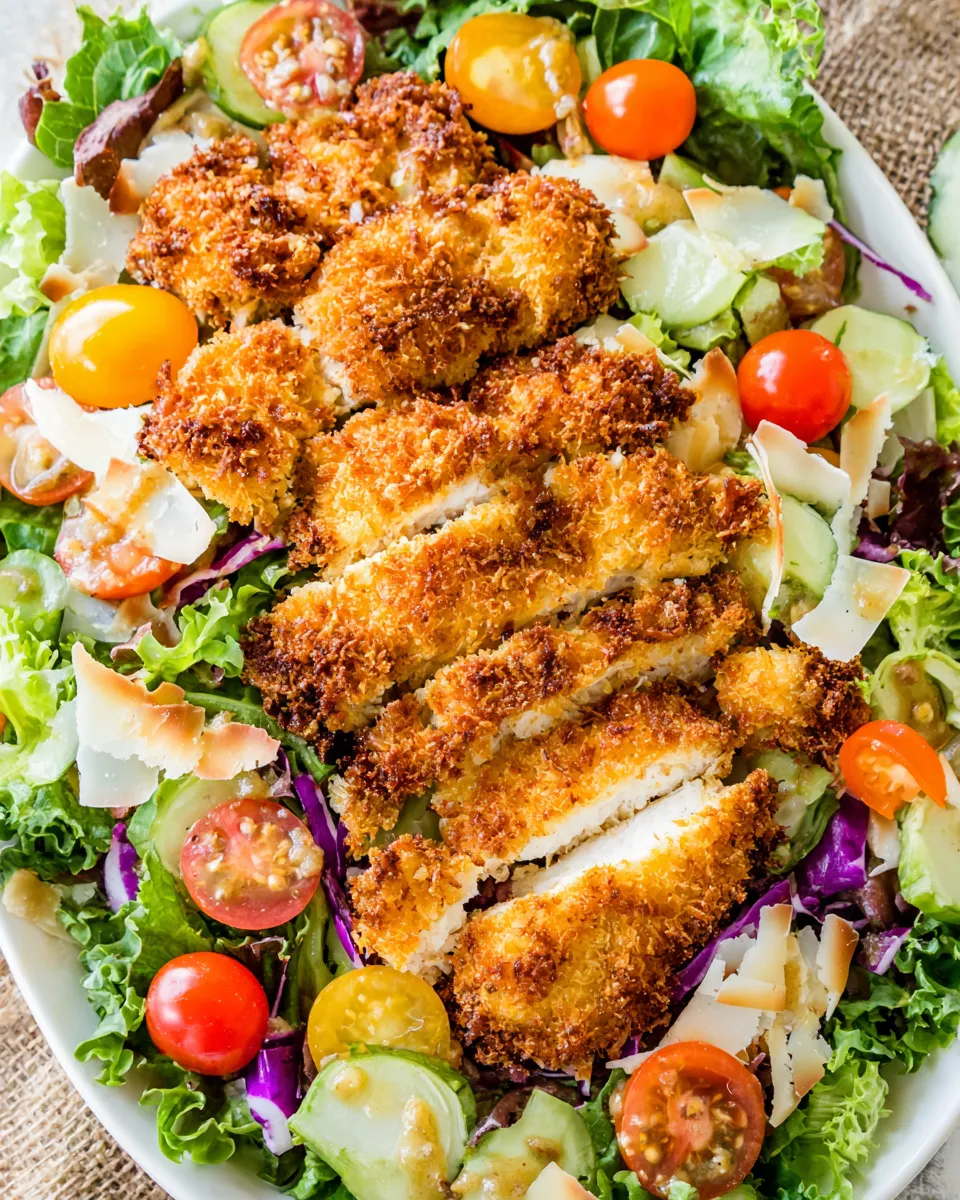 Delicious Coconut Chicken Salad with Warm Honey Mustard Vinaigrette image