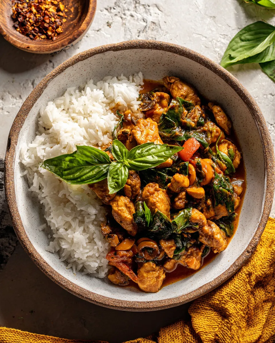 Fresh Coconut Curry Basil Chicken. picture