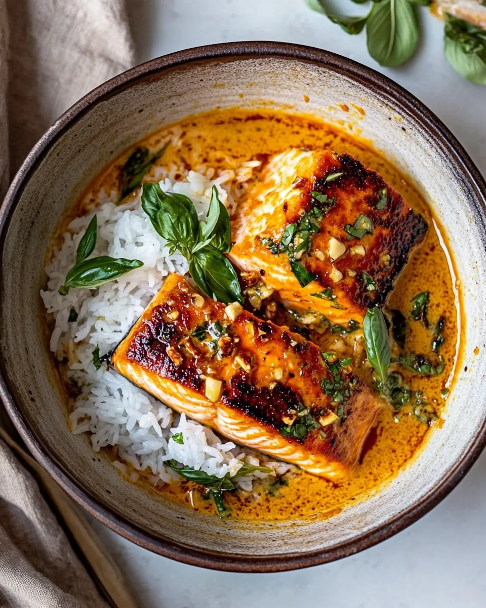 easy Coconut Curry Salmon with Garlic Butter. recipe photo