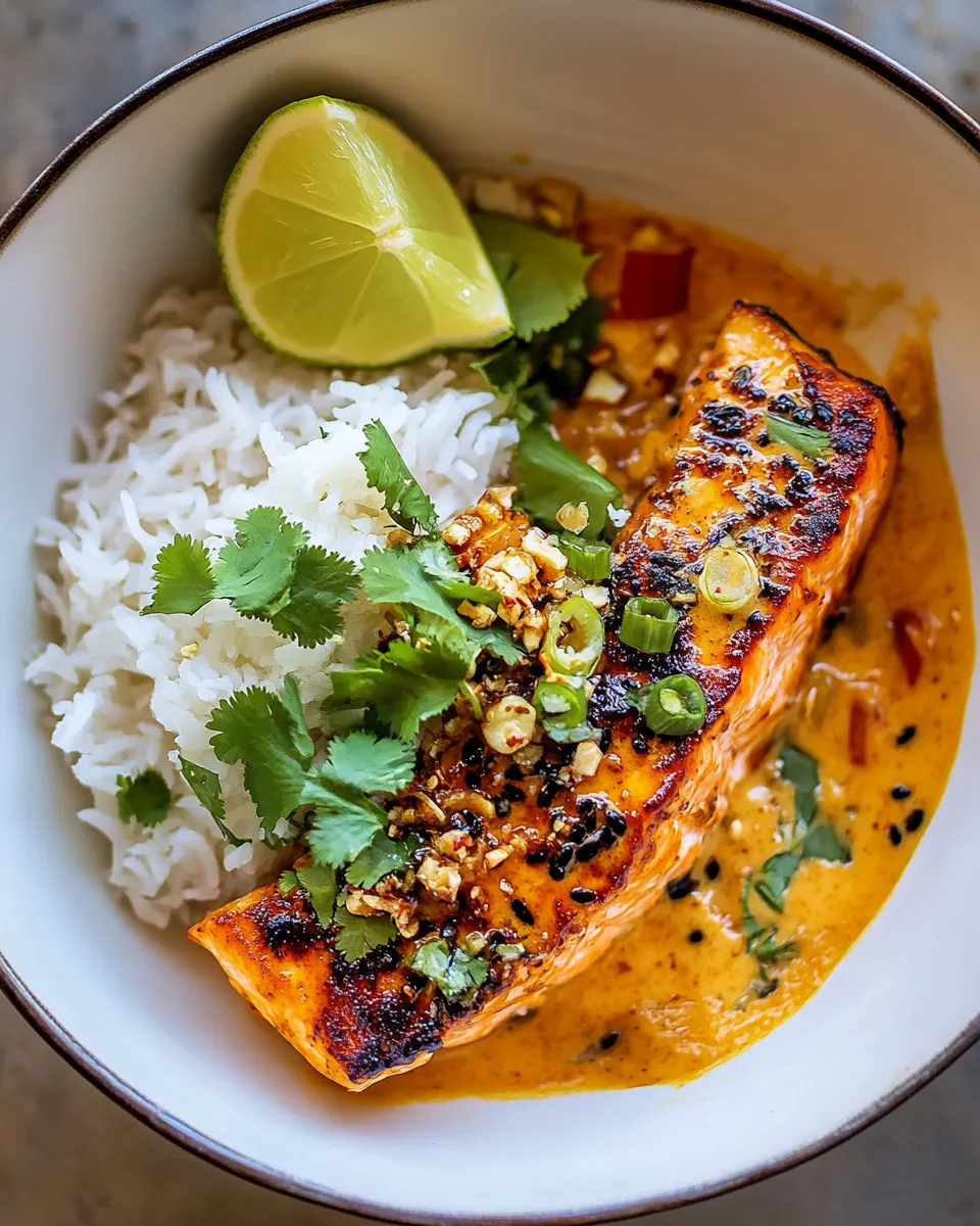 delicious Coconut Curry Salmon with Garlic Butter. dish photo