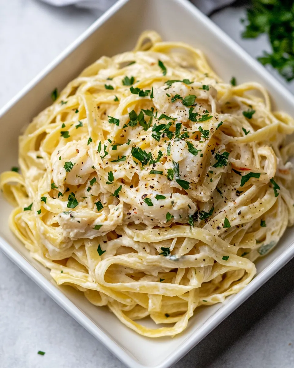 Delicious Crab Fettuccine plate image