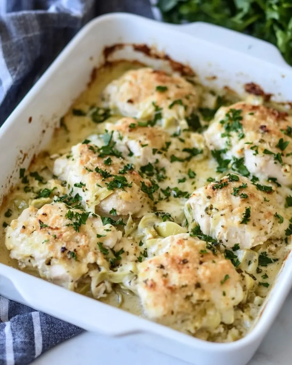 Homemade Creamy Artichoke Chicken Bake photo
