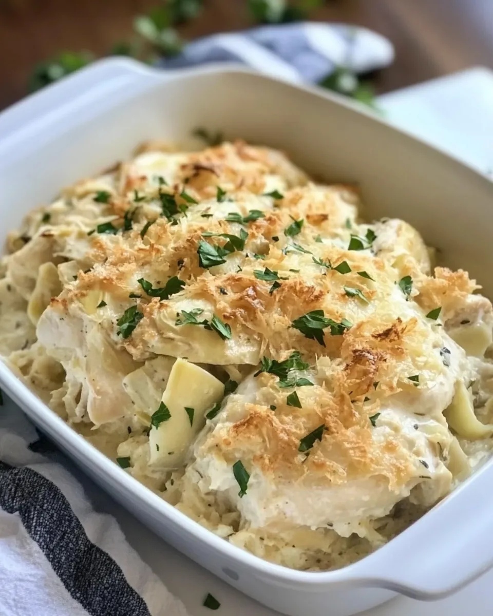 Classic Creamy Artichoke Chicken Bake image