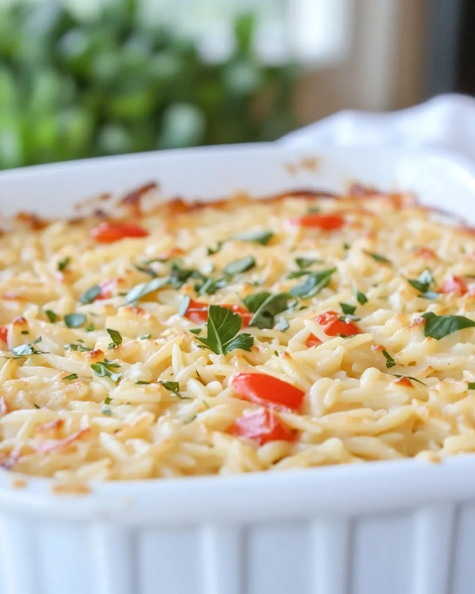 Delicious Creamy Boursin Baked Orzo shot