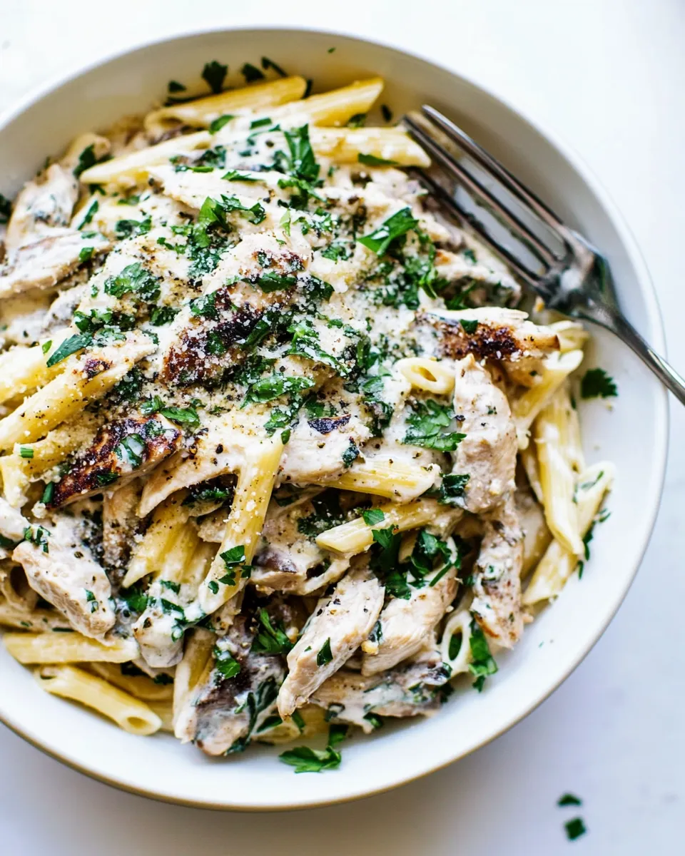 Delicious Creamy Chicken Pasta Recipe plate image