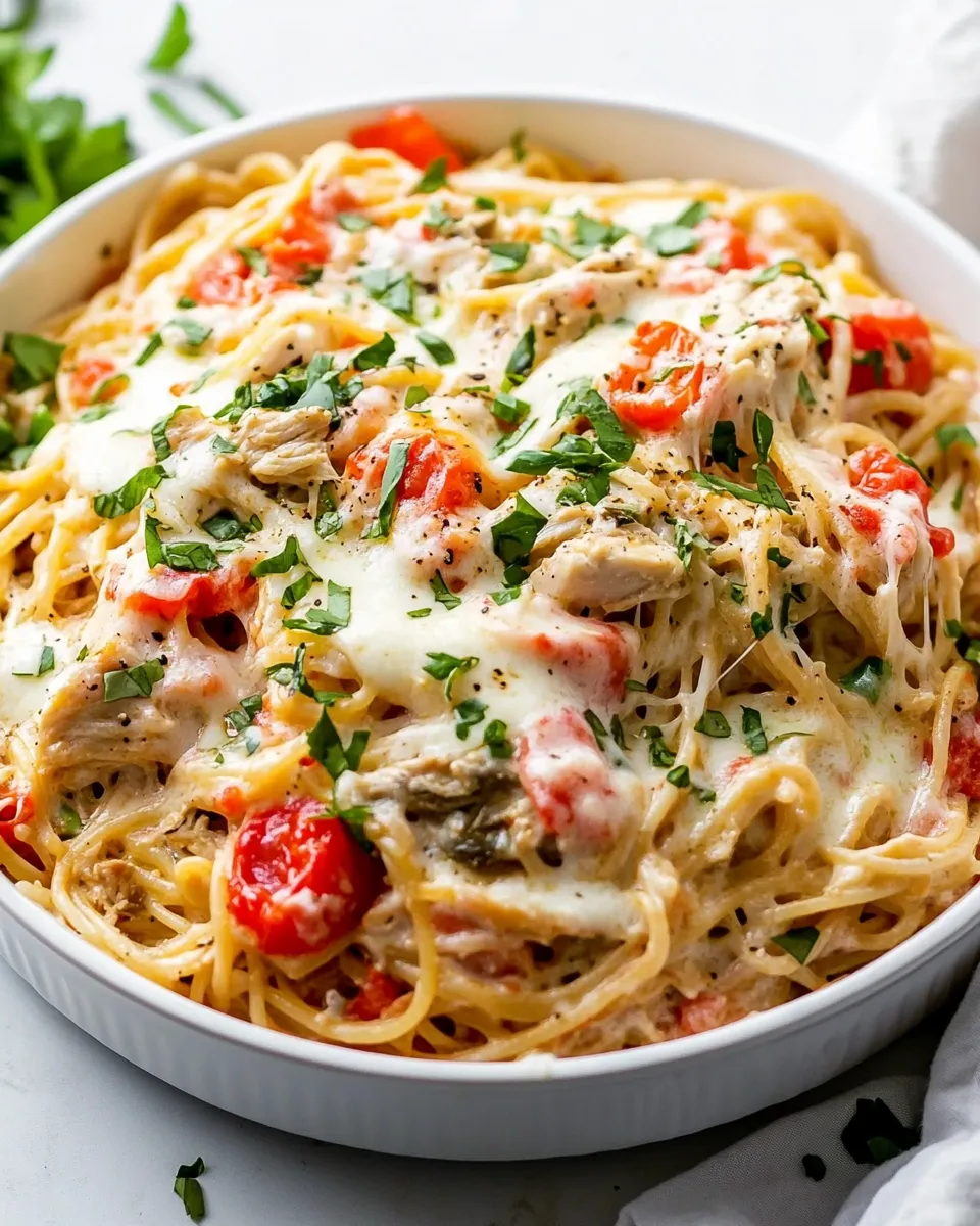 Delicious Creamy Chicken Spaghetti shot