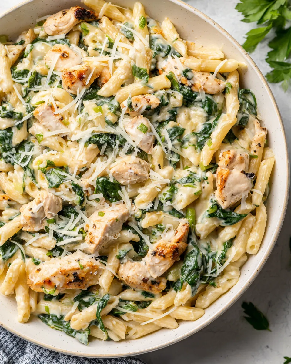 Classic Creamy Chicken Spinach Pasta recipe image