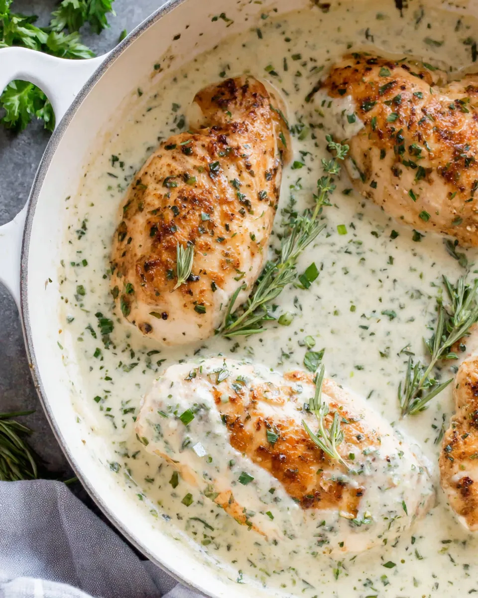 Easy Creamy Garlic Herb Chicken food shot