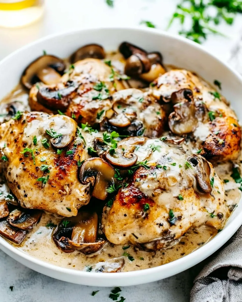 Classic Creamy Garlic Mushroom Chicken image