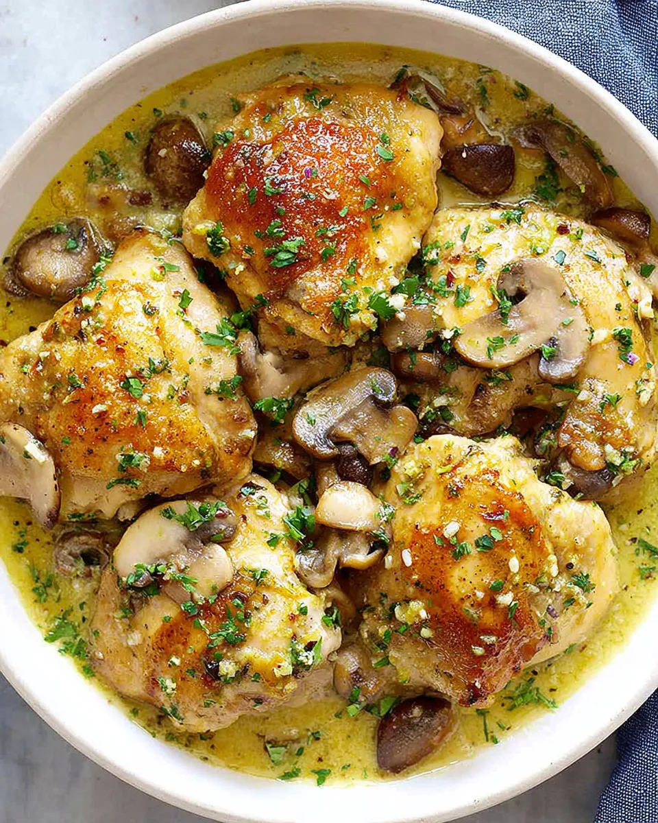 Easy Creamy Garlic Mushroom Chicken (Instant Pot) food shot