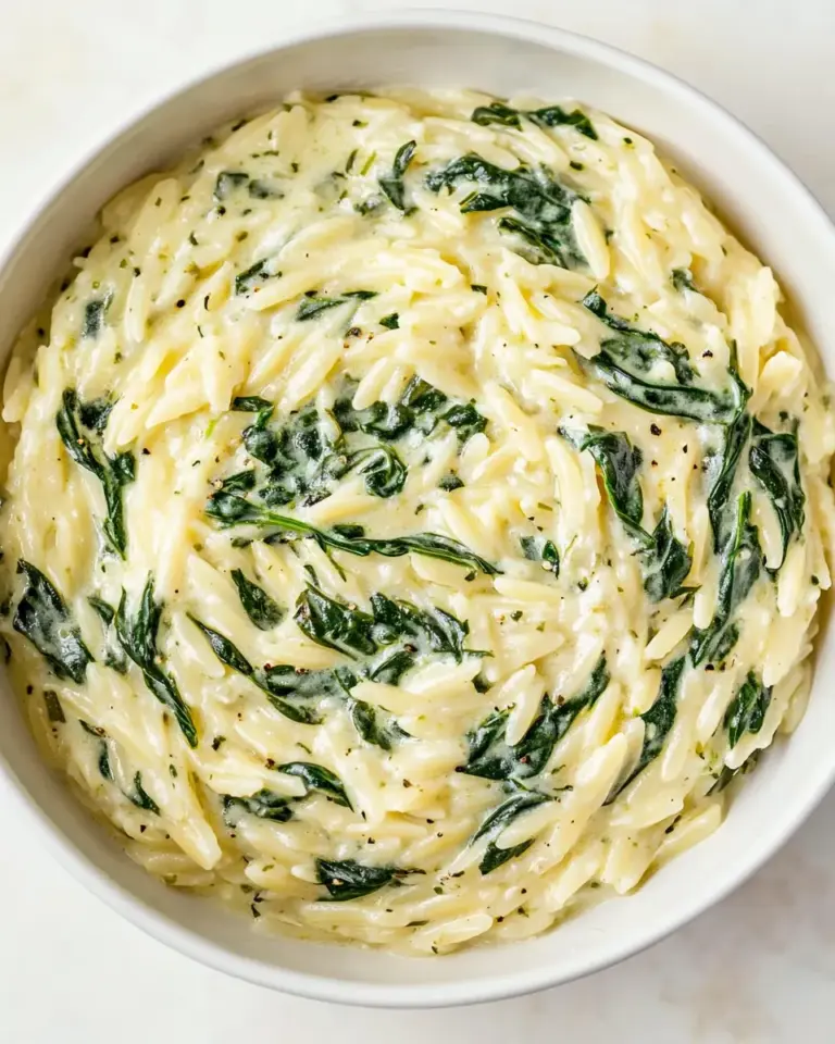 Homemade Creamy Garlic Spinach Orzo photo