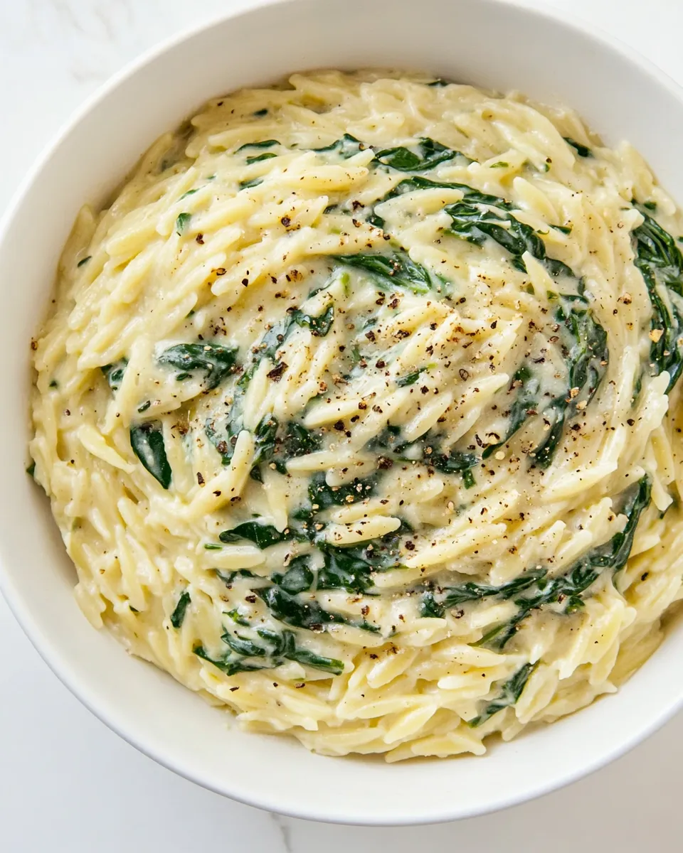 Classic Creamy Garlic Spinach Orzo image