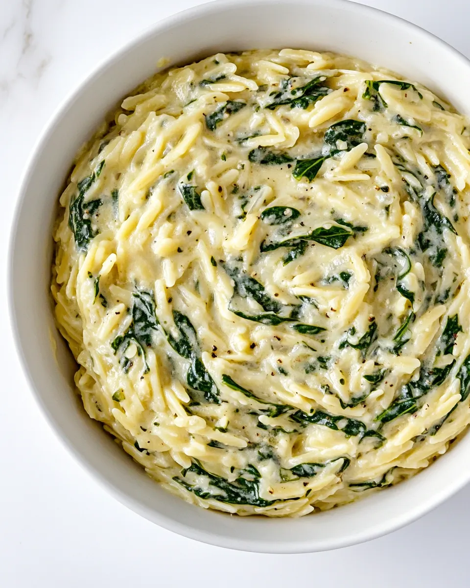Easy Creamy Garlic Spinach Orzo recipe photo