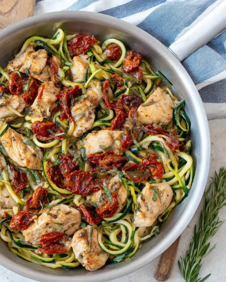 Homemade Creamy Mediterranean Chicken with Zucchini Noodles recipe photo