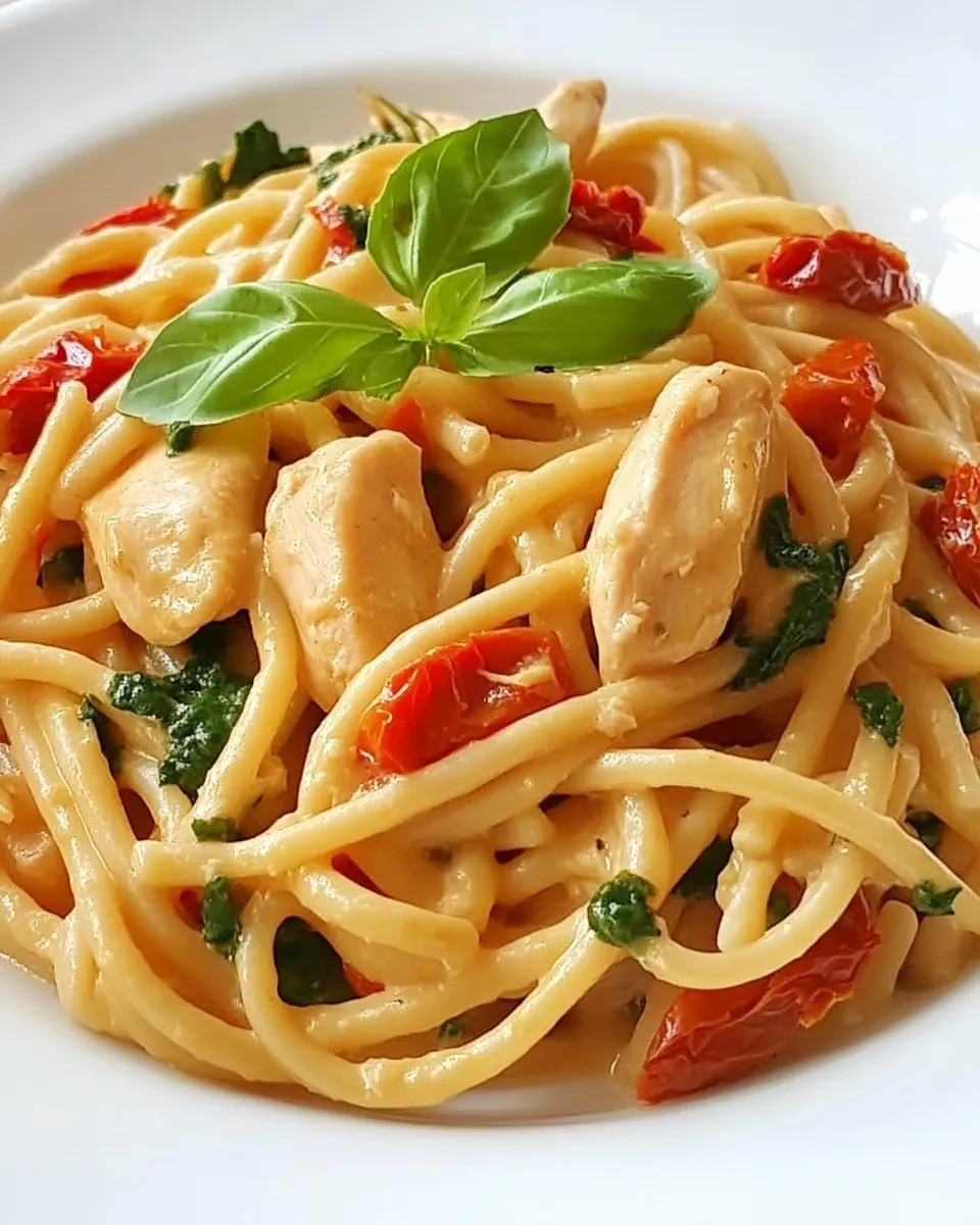 Classic Creamy Pasta with Chicken and Sun-dried Tomato Pesto image