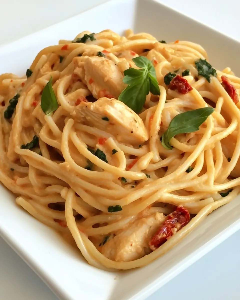 Easy Creamy Pasta with Chicken and Sun-dried Tomato Pesto picture