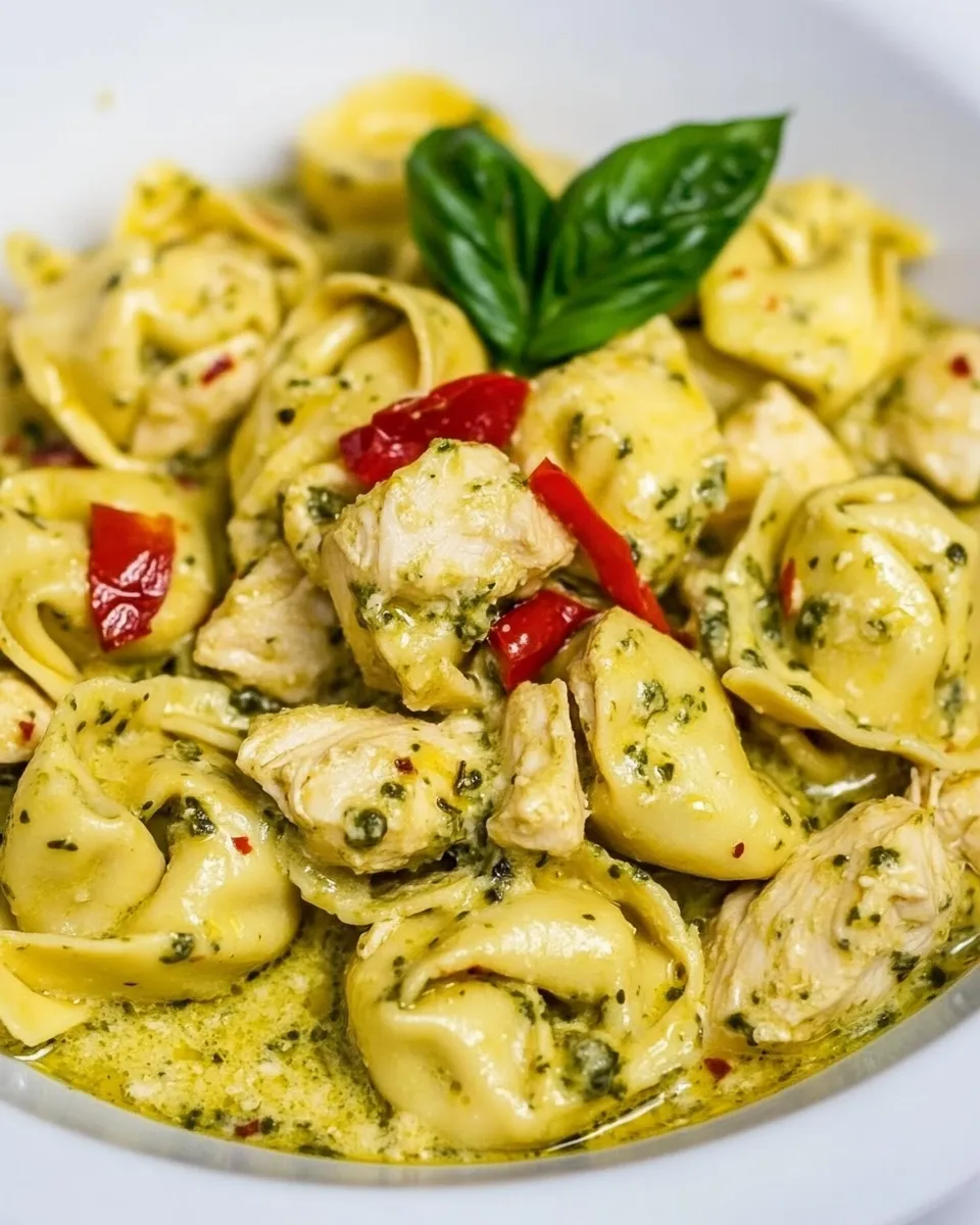 Easy Creamy Pesto Chicken Tortellini recipe photo