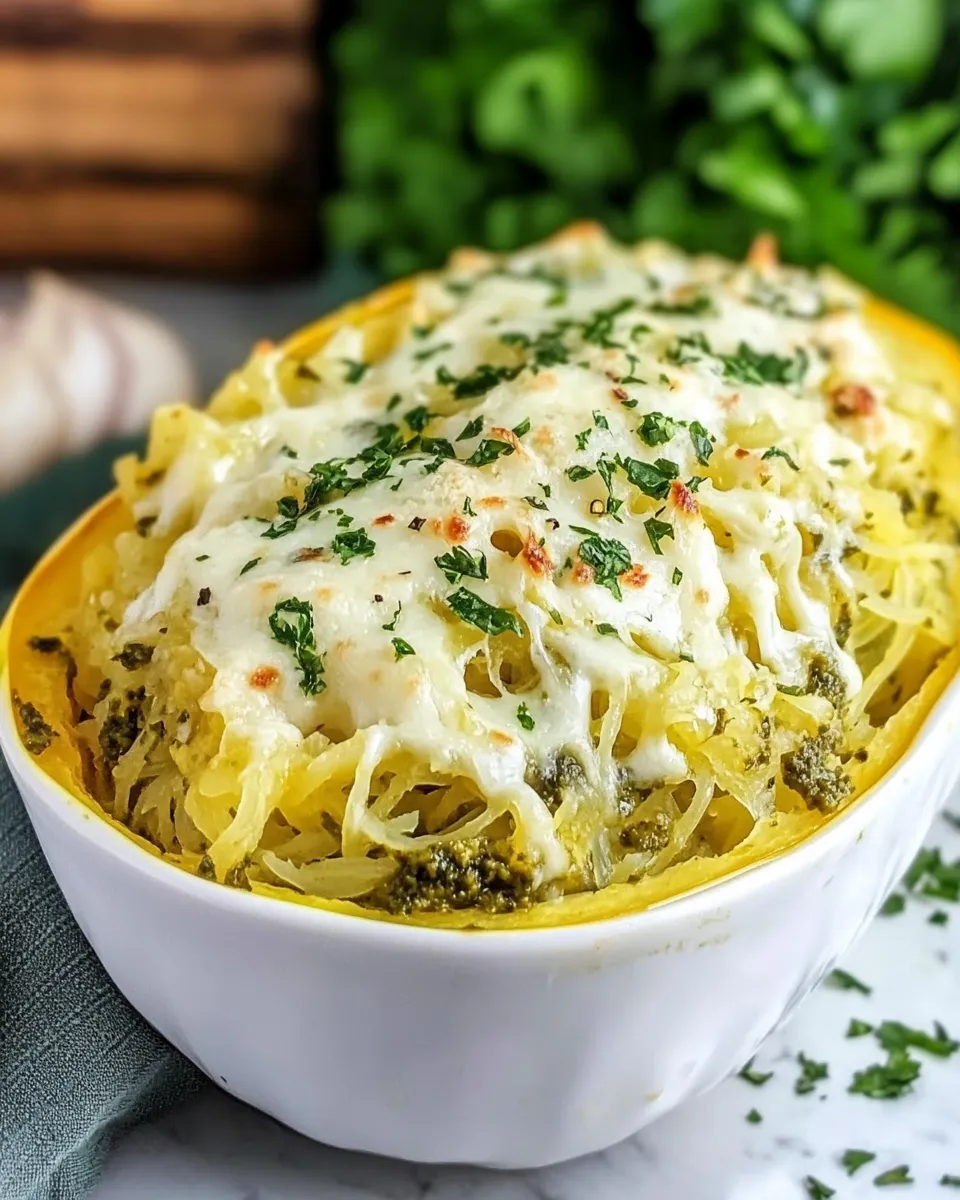 Delicious Creamy Pesto Spaghetti Squash dish photo