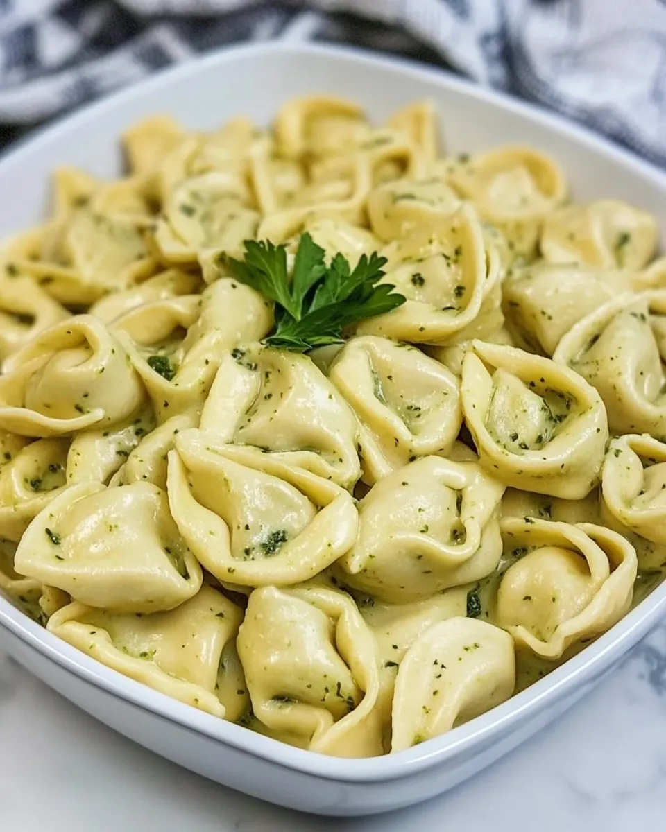 Easy Creamy Pesto Tortellini plate image
