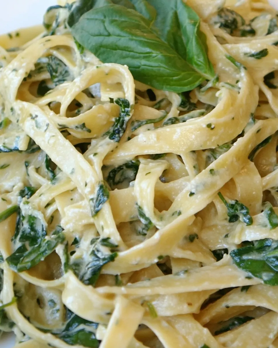 easy Creamy Spinach Fettuccine picture