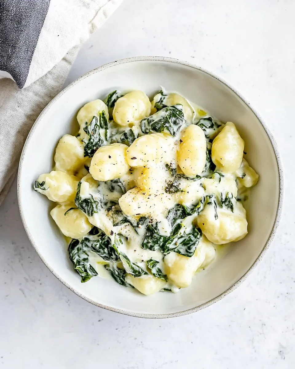 Delicious Creamy Spinach Gnocchi plate image