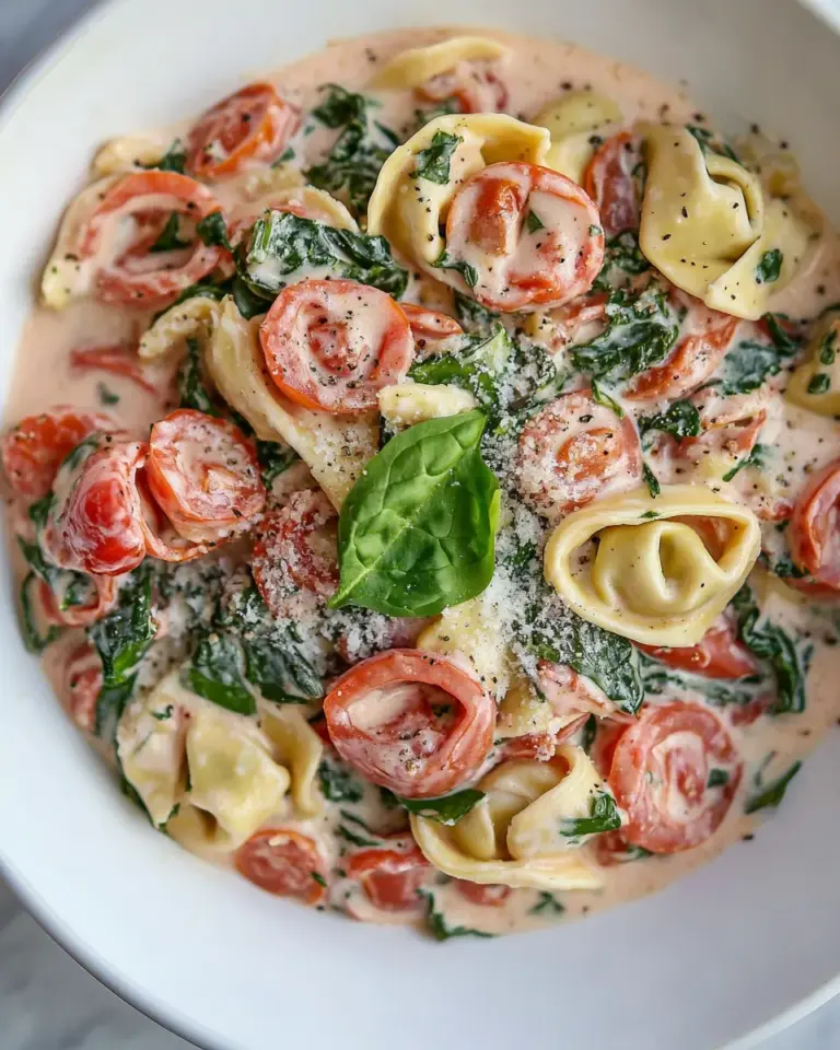 homemade Creamy Spinach Tomato Tortellini photo