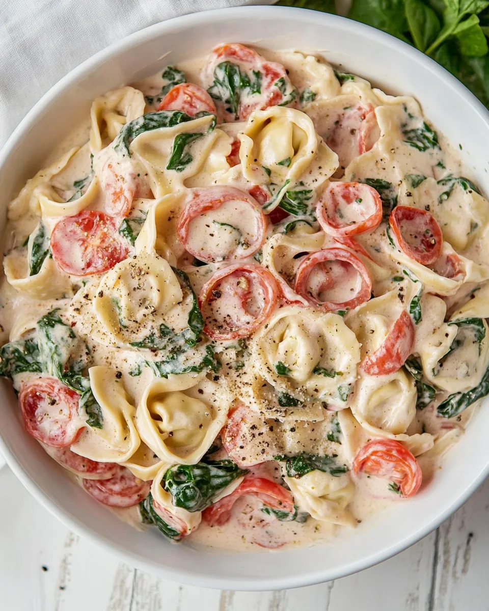 classic Creamy Spinach Tomato Tortellini image